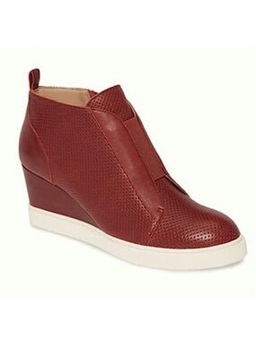 Paolo Felicia Burgundy Perforated Leather Wedge Sneaker